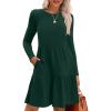 imageZeagoo Womens Long Sleeve Fall Dresses with Pockets 2024 Ribbed Knit Casual Crew Neck Knee Length Sweater Dress0green