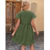 imageZeagoo Button Down Summer Dress 2025 Spring Flutter Sleeve Cotton Linen Dress with Pockets Beach A Line Casual DressArmy Green