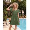 imageZeagoo Button Down Summer Dress 2025 Spring Flutter Sleeve Cotton Linen Dress with Pockets Beach A Line Casual DressArmy Green