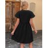 imageZeagoo Button Down Summer Dress 2025 Spring Flutter Sleeve Cotton Linen Dress with Pockets Beach A Line Casual DressBlack
