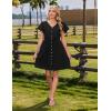 imageZeagoo Button Down Summer Dress 2025 Spring Flutter Sleeve Cotton Linen Dress with Pockets Beach A Line Casual DressBlack