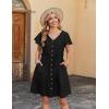 imageZeagoo Button Down Summer Dress 2025 Spring Flutter Sleeve Cotton Linen Dress with Pockets Beach A Line Casual DressBlack