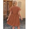 imageZeagoo Button Down Summer Dress 2025 Spring Flutter Sleeve Cotton Linen Dress with Pockets Beach A Line Casual DressCaramel