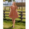 imageZeagoo Button Down Summer Dress 2025 Spring Flutter Sleeve Cotton Linen Dress with Pockets Beach A Line Casual DressCaramel