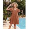 imageZeagoo Button Down Summer Dress 2025 Spring Flutter Sleeve Cotton Linen Dress with Pockets Beach A Line Casual DressCaramel