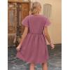 imageZeagoo Button Down Summer Dress 2025 Spring Flutter Sleeve Cotton Linen Dress with Pockets Beach A Line Casual DressDusty Pink