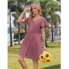 imageZeagoo Button Down Summer Dress 2025 Spring Flutter Sleeve Cotton Linen Dress with Pockets Beach A Line Casual DressDusty Pink