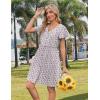 imageZeagoo Button Down Summer Dress 2025 Spring Flutter Sleeve Cotton Linen Dress with Pockets Beach A Line Casual DressFloral Red