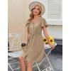 imageZeagoo Button Down Summer Dress 2025 Spring Flutter Sleeve Cotton Linen Dress with Pockets Beach A Line Casual DressKhaki