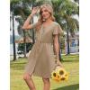 imageZeagoo Button Down Summer Dress 2025 Spring Flutter Sleeve Cotton Linen Dress with Pockets Beach A Line Casual DressKhaki
