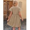 imageZeagoo Button Down Summer Dress 2025 Spring Flutter Sleeve Cotton Linen Dress with Pockets Beach A Line Casual DressKhaki