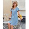 imageZeagoo Button Down Summer Dress 2025 Spring Flutter Sleeve Cotton Linen Dress with Pockets Beach A Line Casual DressLight Blue