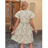 imageZeagoo Button Down Summer Dress 2025 Spring Flutter Sleeve Cotton Linen Dress with Pockets Beach A Line Casual DressPrinted Beige