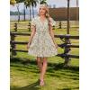 imageZeagoo Button Down Summer Dress 2025 Spring Flutter Sleeve Cotton Linen Dress with Pockets Beach A Line Casual DressPrinted Beige