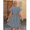 imageZeagoo Button Down Summer Dress 2025 Spring Flutter Sleeve Cotton Linen Dress with Pockets Beach A Line Casual DressPrinted Blue