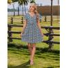 imageZeagoo Button Down Summer Dress 2025 Spring Flutter Sleeve Cotton Linen Dress with Pockets Beach A Line Casual DressPrinted Blue
