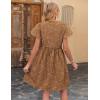 imageZeagoo Button Down Summer Dress 2025 Spring Flutter Sleeve Cotton Linen Dress with Pockets Beach A Line Casual DressPrinted Brown