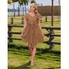 imageZeagoo Button Down Summer Dress 2025 Spring Flutter Sleeve Cotton Linen Dress with Pockets Beach A Line Casual DressPrinted Brown