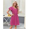 imageZeagoo Button Down Summer Dress 2025 Spring Flutter Sleeve Cotton Linen Dress with Pockets Beach A Line Casual DressRose Red