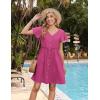 imageZeagoo Button Down Summer Dress 2025 Spring Flutter Sleeve Cotton Linen Dress with Pockets Beach A Line Casual DressRose Red