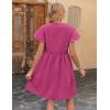 imageZeagoo Button Down Summer Dress 2025 Spring Flutter Sleeve Cotton Linen Dress with Pockets Beach A Line Casual DressRose Red