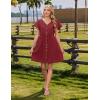 imageZeagoo Button Down Summer Dress 2025 Spring Flutter Sleeve Cotton Linen Dress with Pockets Beach A Line Casual DressWine Red