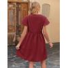 imageZeagoo Button Down Summer Dress 2025 Spring Flutter Sleeve Cotton Linen Dress with Pockets Beach A Line Casual DressWine Red