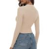 imageZeagoo Long Sleeve Shirts for Women Basic Scoop Neck Crop Tops Casual Slim Fitted Y2k Clothes 2024 Ribbed Knit Thermal TeeBeige