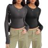 imageZeagoo Long Sleeve Shirts for Women Basic Scoop Neck Crop Tops Casual Slim Fitted Y2k Clothes 2024 Ribbed Knit Thermal TeeBlack grey
