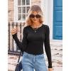 imageZeagoo Long Sleeve Shirts for Women Basic Scoop Neck Crop Tops Casual Slim Fitted Y2k Clothes 2024 Ribbed Knit Thermal TeeBlack light Green