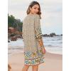 imageZeagoo Womens Boho Dresses Casual Beach Summer Dress Tassel Tie Neck 34 Long Sleeve Mini Sundress 2025 Floral Print Cover Up01 Apricot