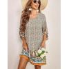 imageZeagoo Womens Boho Dresses Casual Beach Summer Dress Tassel Tie Neck 34 Long Sleeve Mini Sundress 2025 Floral Print Cover Up01 Apricot