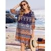 imageZeagoo Womens Boho Dresses Casual Beach Summer Dress Tassel Tie Neck 34 Long Sleeve Mini Sundress 2025 Floral Print Cover Up01 Navy