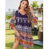 imageZeagoo Womens Boho Dresses Casual Beach Summer Dress Tassel Tie Neck 34 Long Sleeve Mini Sundress 2025 Floral Print Cover Up01 Navy