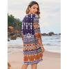 imageZeagoo Womens Boho Dresses Casual Beach Summer Dress Tassel Tie Neck 34 Long Sleeve Mini Sundress 2025 Floral Print Cover Up01 Navy