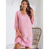 imageZeagoo Womens Boho Dresses Casual Beach Summer Dress Tassel Tie Neck 34 Long Sleeve Mini Sundress 2025 Floral Print Cover Up01 Pink