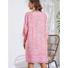 imageZeagoo Womens Boho Dresses Casual Beach Summer Dress Tassel Tie Neck 34 Long Sleeve Mini Sundress 2025 Floral Print Cover Up01 Pink
