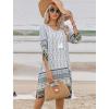 imageZeagoo Womens Boho Dresses Casual Beach Summer Dress Tassel Tie Neck 34 Long Sleeve Mini Sundress 2025 Floral Print Cover Up01 White
