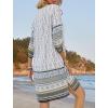 imageZeagoo Womens Boho Dresses Casual Beach Summer Dress Tassel Tie Neck 34 Long Sleeve Mini Sundress 2025 Floral Print Cover Up01 White