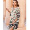 imageZeagoo Womens Boho Dresses Casual Beach Summer Dress Tassel Tie Neck 34 Long Sleeve Mini Sundress 2025 Floral Print Cover Up02 Apricot