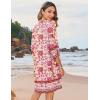 imageZeagoo Womens Boho Dresses Casual Beach Summer Dress Tassel Tie Neck 34 Long Sleeve Mini Sundress 2025 Floral Print Cover Up02 Pink