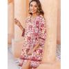 imageZeagoo Womens Boho Dresses Casual Beach Summer Dress Tassel Tie Neck 34 Long Sleeve Mini Sundress 2025 Floral Print Cover Up02 Pink