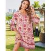 imageZeagoo Womens Boho Dresses Casual Beach Summer Dress Tassel Tie Neck 34 Long Sleeve Mini Sundress 2025 Floral Print Cover Up02 Pink