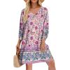 imageZeagoo Womens Boho Dresses Casual Beach Summer Dress Tassel Tie Neck 34 Long Sleeve Mini Sundress 2025 Floral Print Cover Up03 Apricot