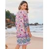 imageZeagoo Womens Boho Dresses Casual Beach Summer Dress Tassel Tie Neck 34 Long Sleeve Mini Sundress 2025 Floral Print Cover Up03 Apricot