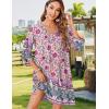 imageZeagoo Womens Boho Dresses Casual Beach Summer Dress Tassel Tie Neck 34 Long Sleeve Mini Sundress 2025 Floral Print Cover Up03 Apricot