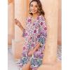 imageZeagoo Womens Boho Dresses Casual Beach Summer Dress Tassel Tie Neck 34 Long Sleeve Mini Sundress 2025 Floral Print Cover Up03 Apricot