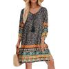 imageZeagoo Womens Boho Dresses Casual Beach Summer Dress Tassel Tie Neck 34 Long Sleeve Mini Sundress 2025 Floral Print Cover UpBlack