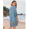 imageZeagoo Womens Boho Dresses Casual Beach Summer Dress Tassel Tie Neck 34 Long Sleeve Mini Sundress 2025 Floral Print Cover UpBlue Floral 01