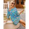 imageZeagoo Womens Boho Dresses Casual Beach Summer Dress Tassel Tie Neck 34 Long Sleeve Mini Sundress 2025 Floral Print Cover UpBlue Floral 01